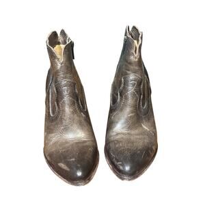 Womens Frye Renee Brown Leather Pointed Heeled Ankle Boots size 7